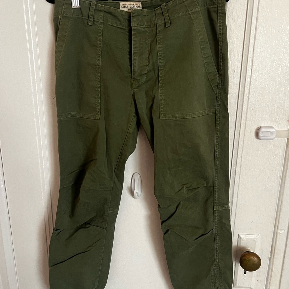 Nili Lotan Dark Olive Cargo Pants